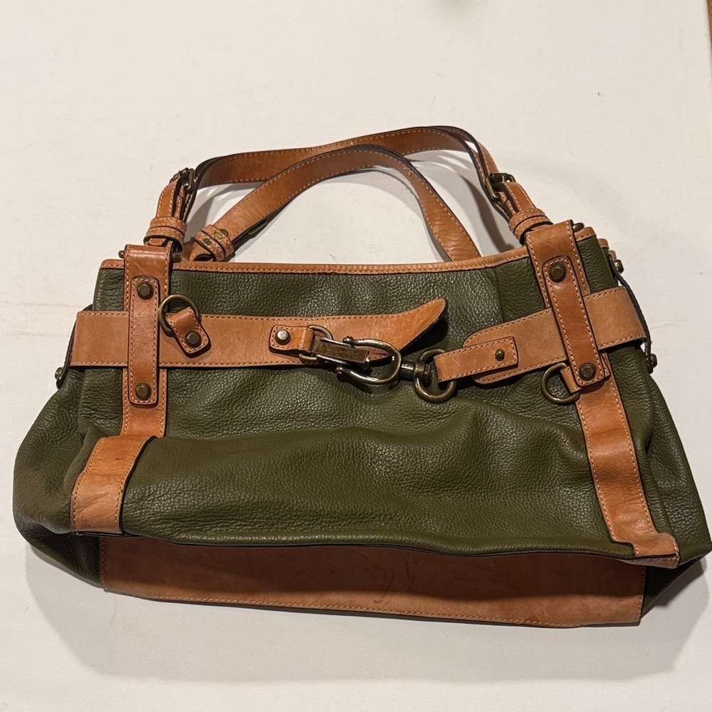 Talbots Green and Tan Shoulder Bag